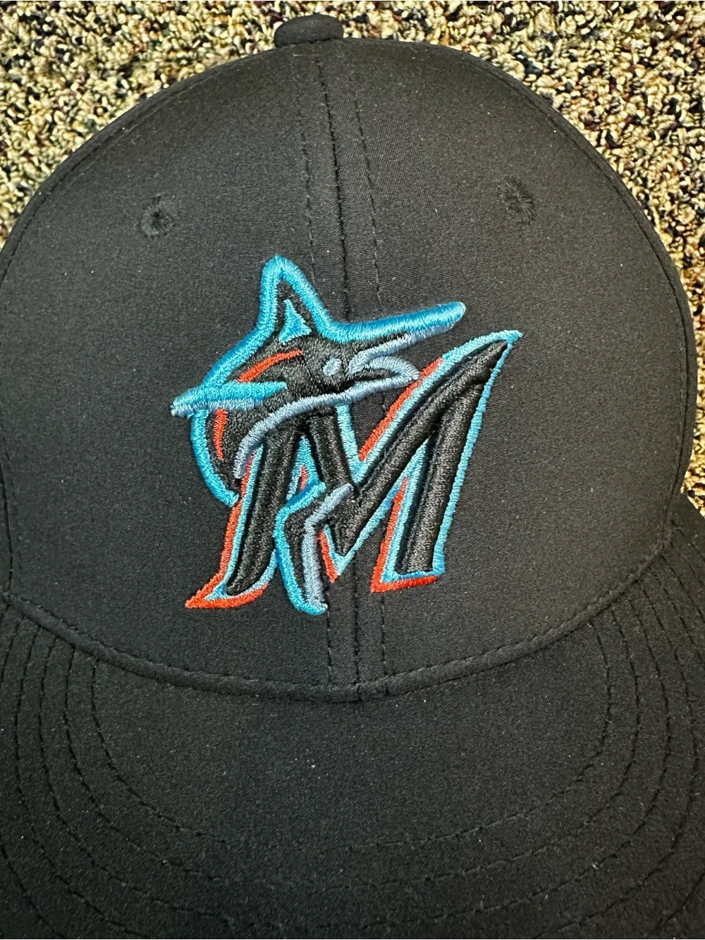 MLB Kids Black Miami Marlins Hat with Teal and Coral Logo
